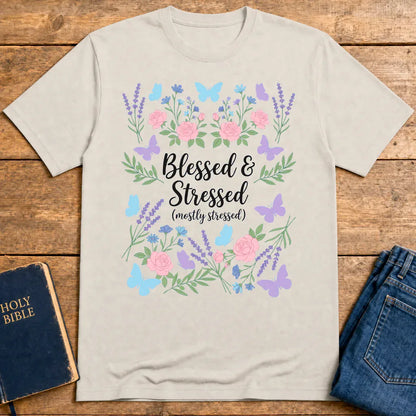 Blessed & Stressed T-Shirt - Ice Grey