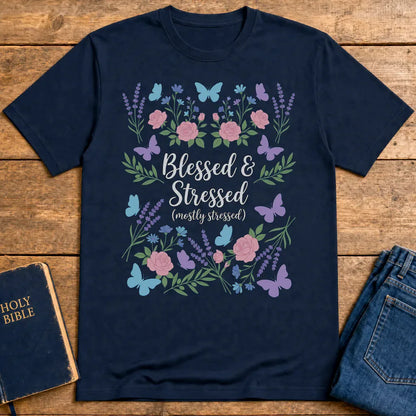 Blessed & Stressed T-Shirt - Navy
