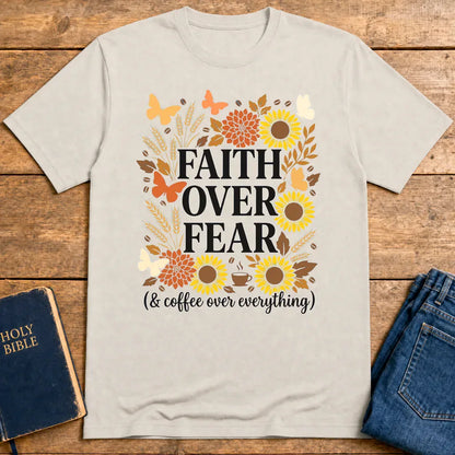 Faith Over Fear (& Coffee) T-Shirt - Ice Grey