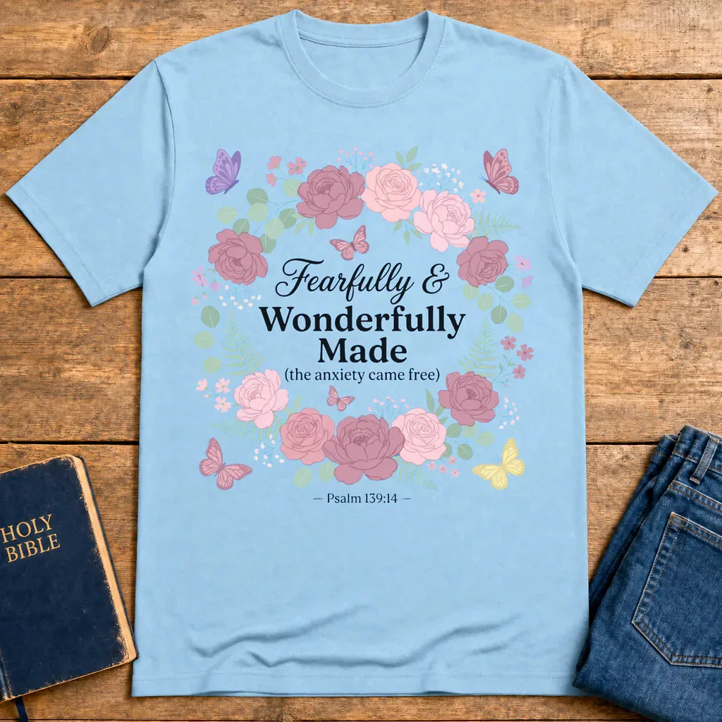 Fearfully & Wonderfully Made T-Shirt - Light Blue