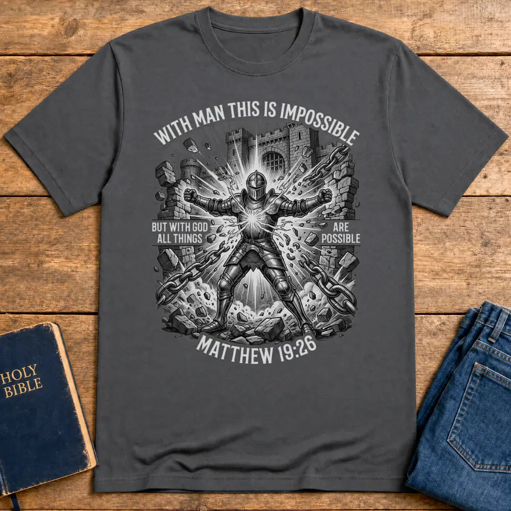 With God All Things Are Possible T-Shirt - Charcoal