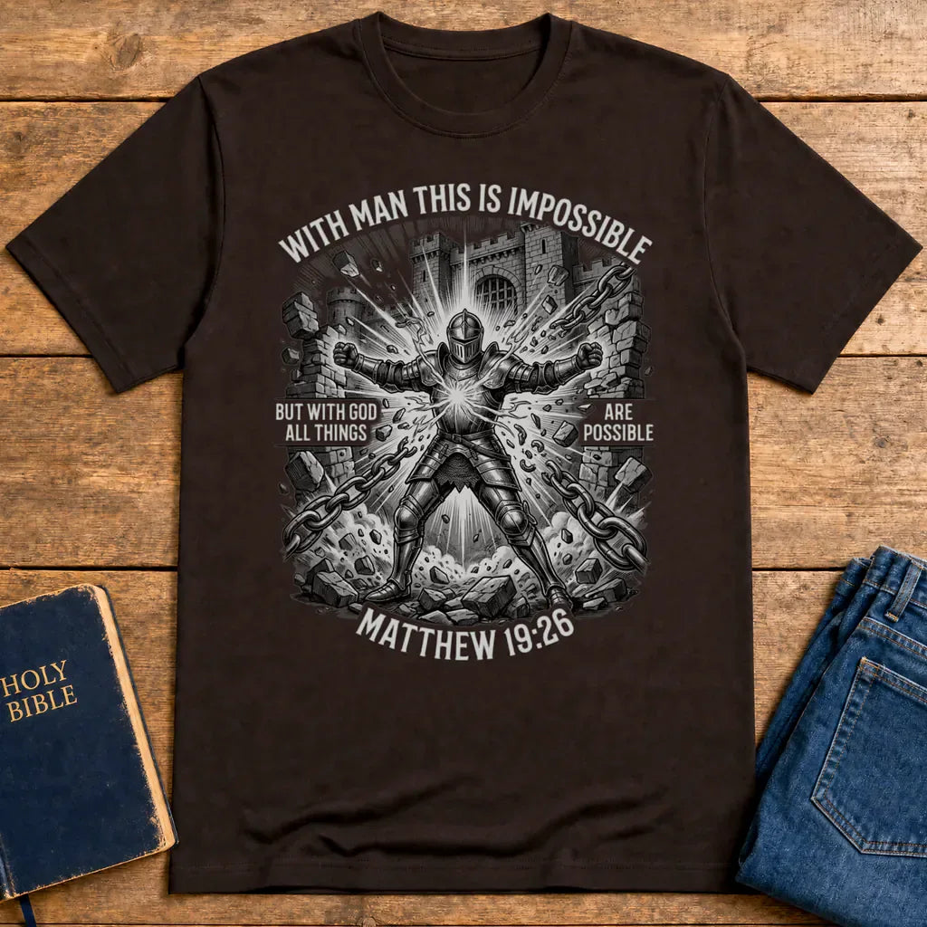 With God All Things Are Possible T-Shirt - Dark Chocolate