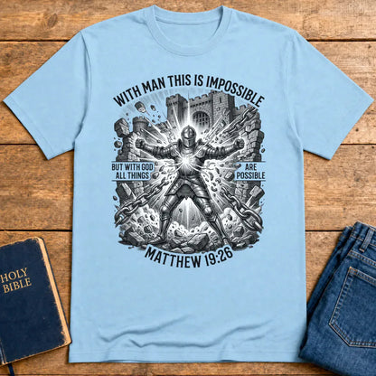 With God All Things Are Possible T-Shirt - Light Blue