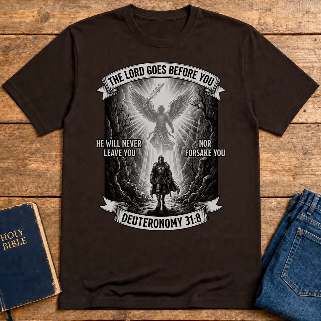 He Will Never Forsake T-Shirt - Dark Chocolate