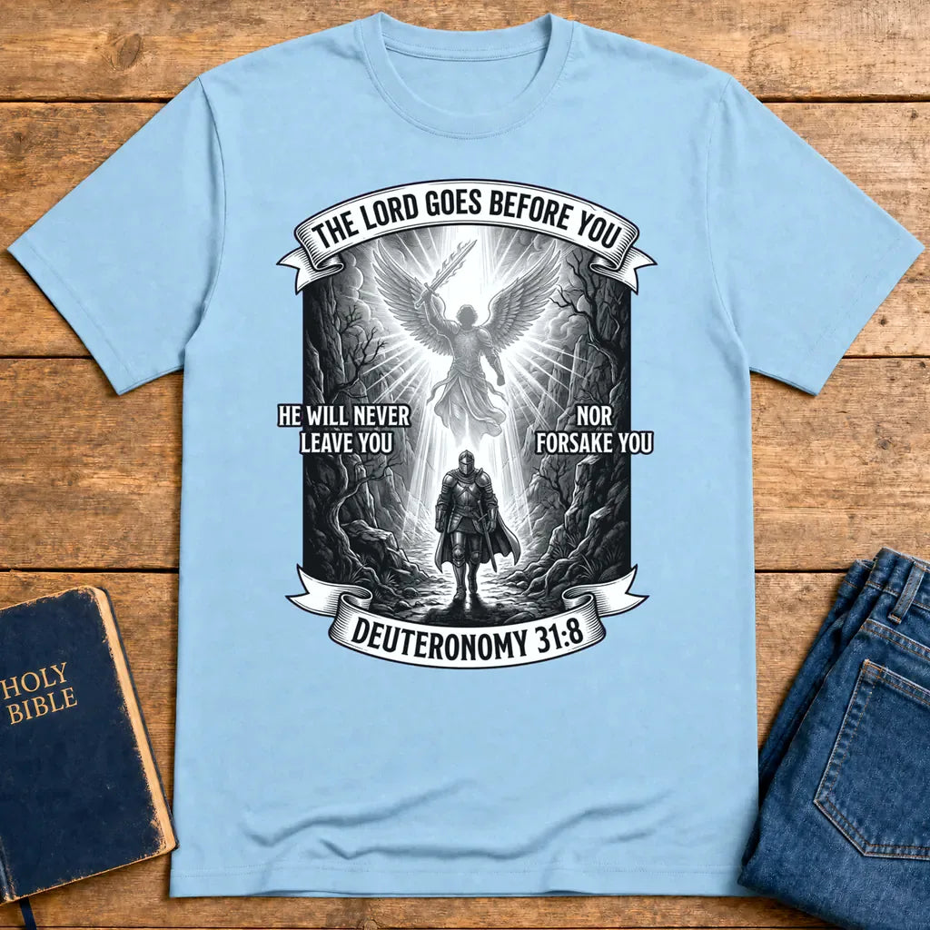 He Will Never Forsake T-Shirt - Light Blue