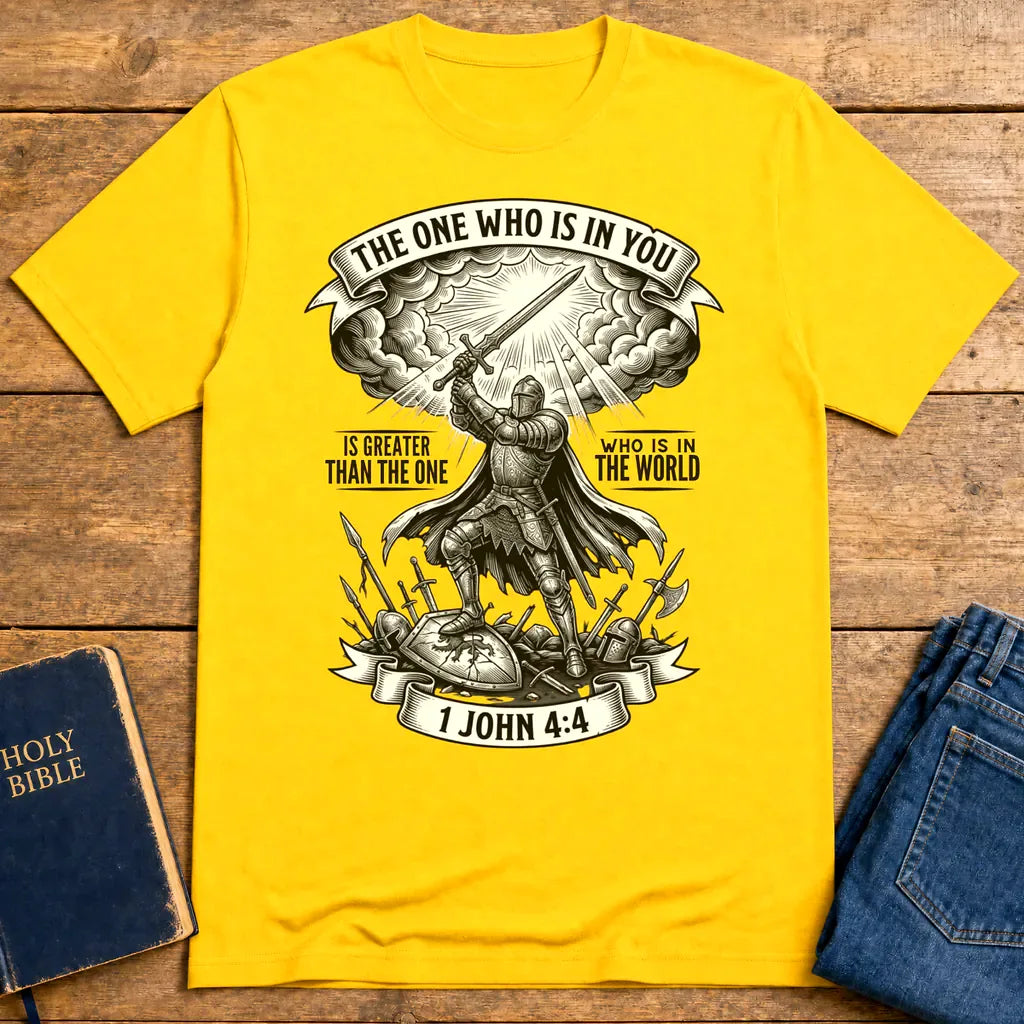 Greater Is He Warrior Scripture T-Shirt - Daisy