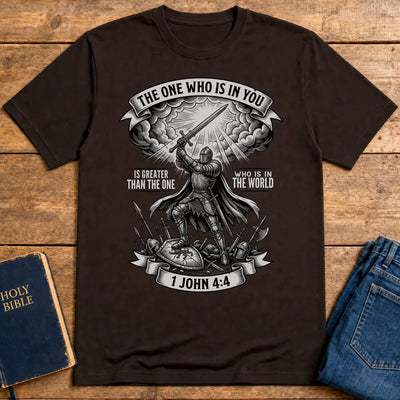 Greater Is He Warrior Scripture T-Shirt - Dark Chocolate