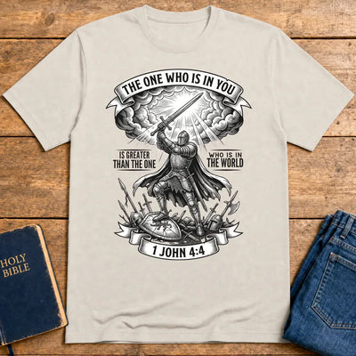 Greater Is He Warrior Scripture T-Shirt - Ice Grey