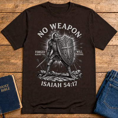No Weapon Shall Prevail T-Shirt - Dark Chocolate