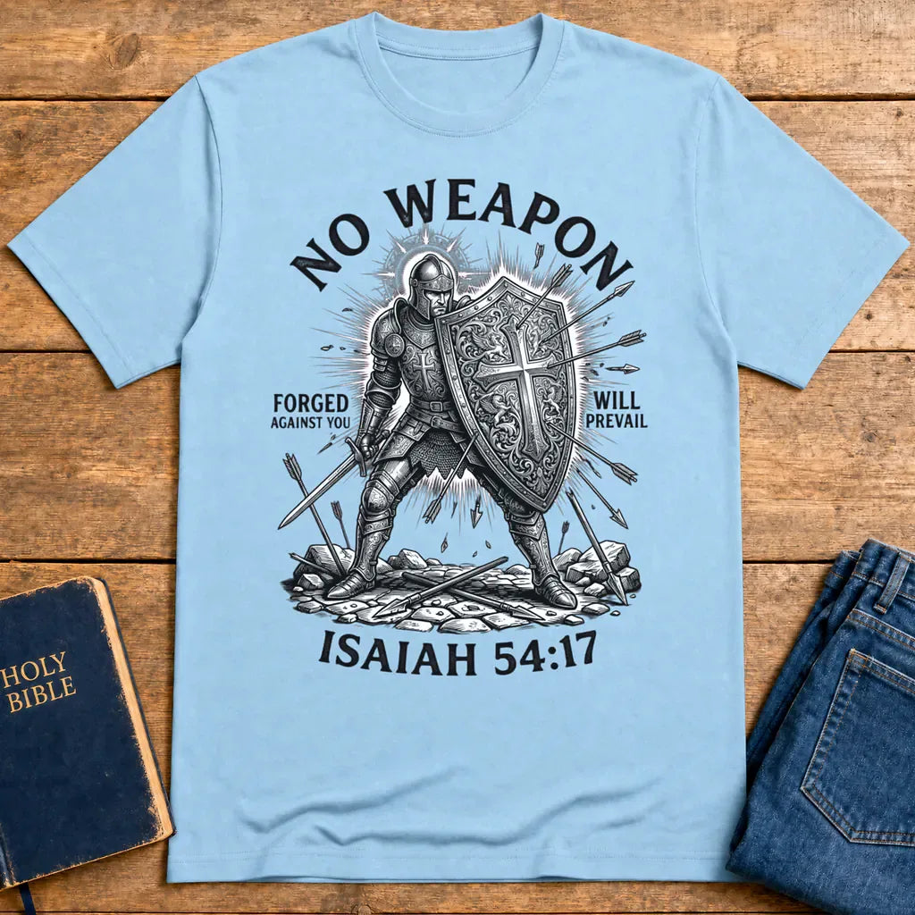 No Weapon Shall Prevail T-Shirt - Light Blue