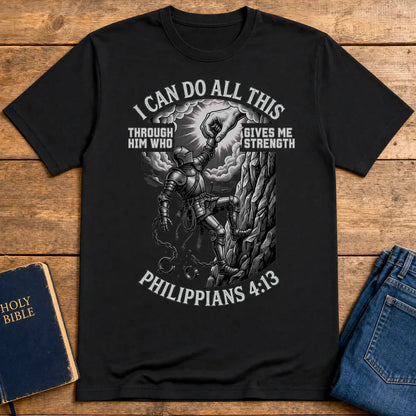 Philippians 4:13 Warrior Strength T-Shirt - Black