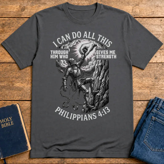Philippians 4:13 Warrior Strength T-Shirt - Charcoal