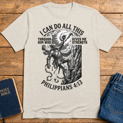 Philippians 4:13 Warrior Strength T-Shirt - Ice Grey