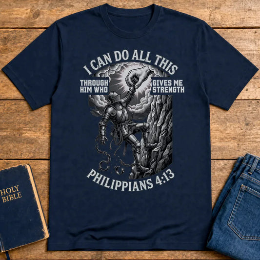 Philippians 4:13 Warrior Strength T-Shirt - Navy