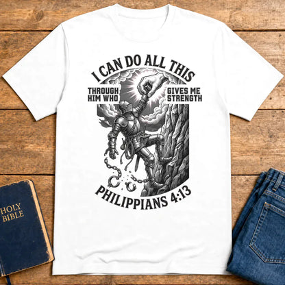 Philippians 4:13 Warrior Strength T-Shirt - White