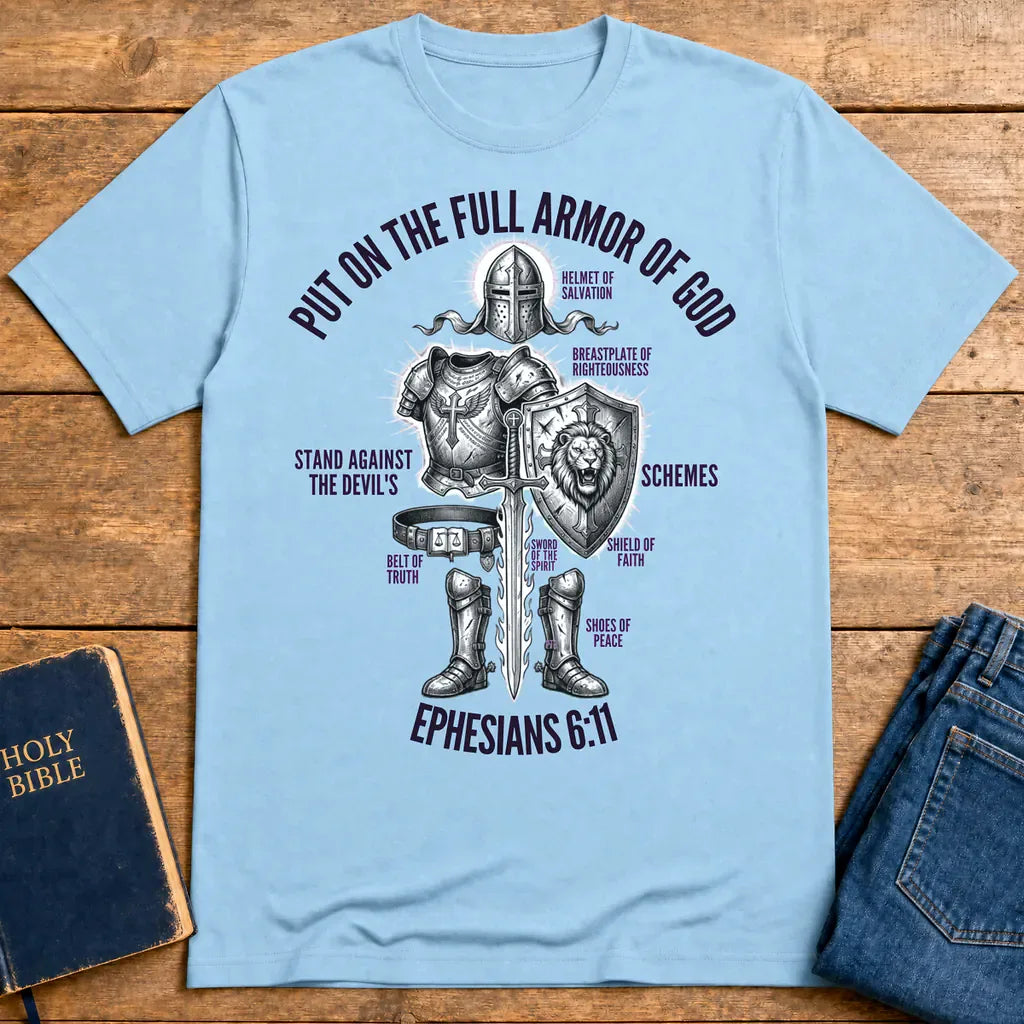 Full Armor of God Warrior T-Shirt - Light Blue
