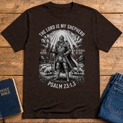 The Lord Is My Shepherd Warrior T-Shirt - Dark Chocolate