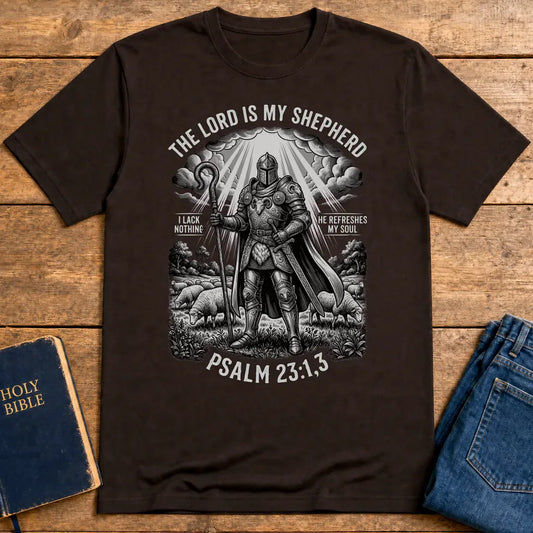 The Lord Is My Shepherd Warrior T-Shirt - Dark Chocolate