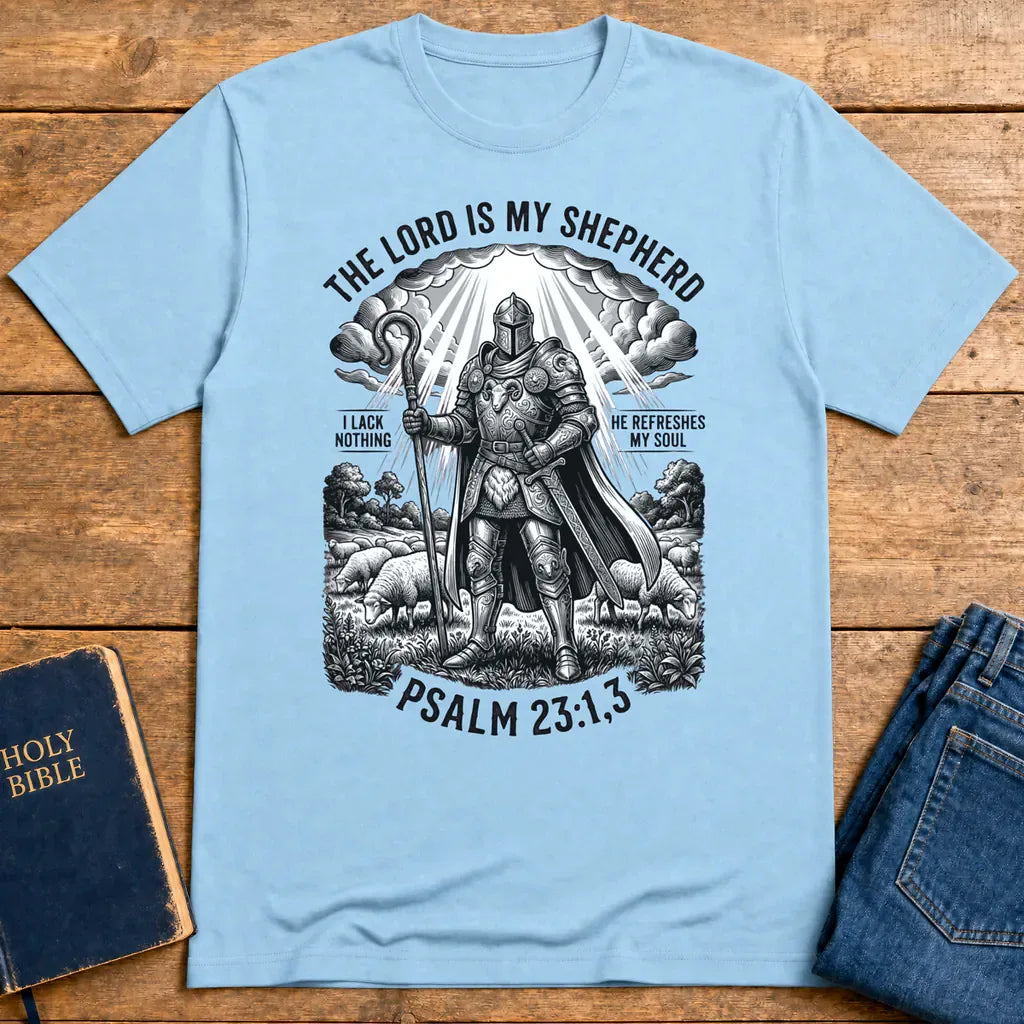 The Lord Is My Shepherd Warrior T-Shirt - Light Blue