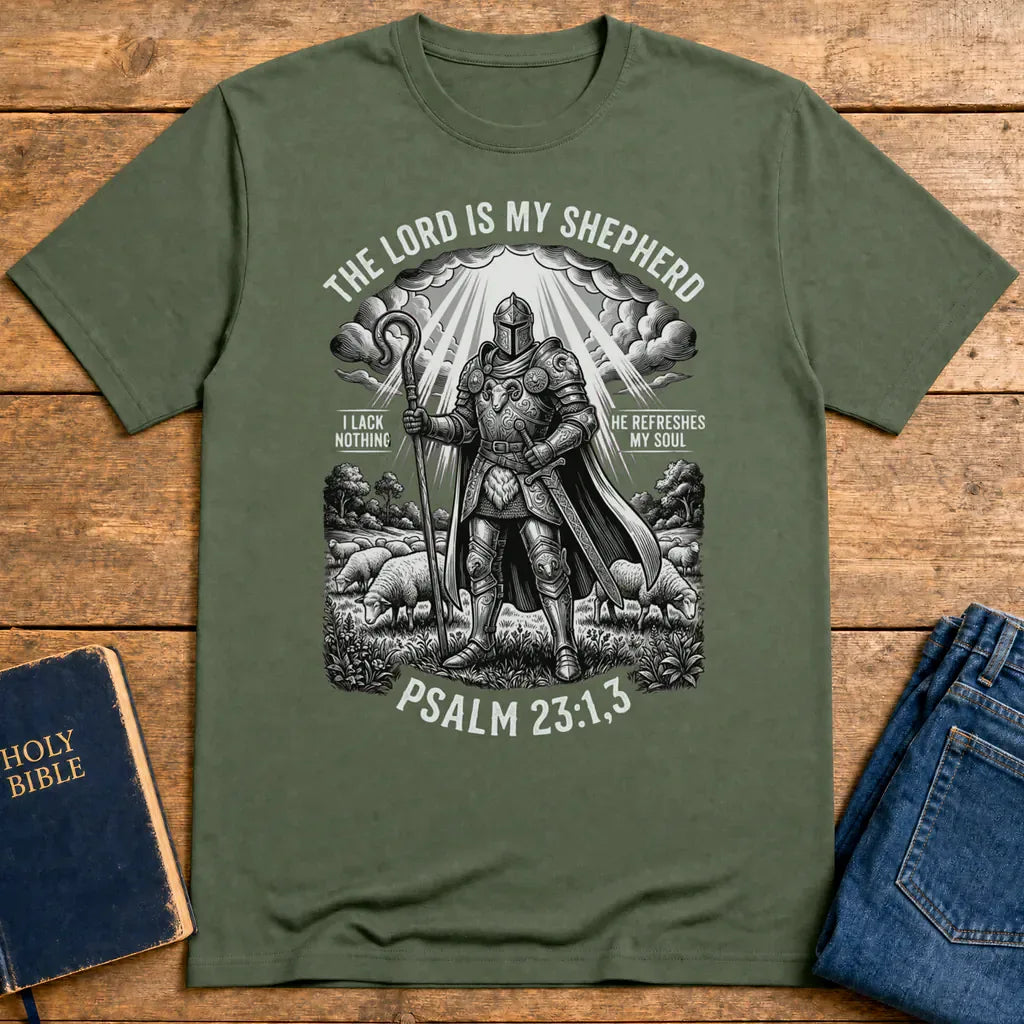 The Lord Is My Shepherd Warrior T-Shirt - Military Green