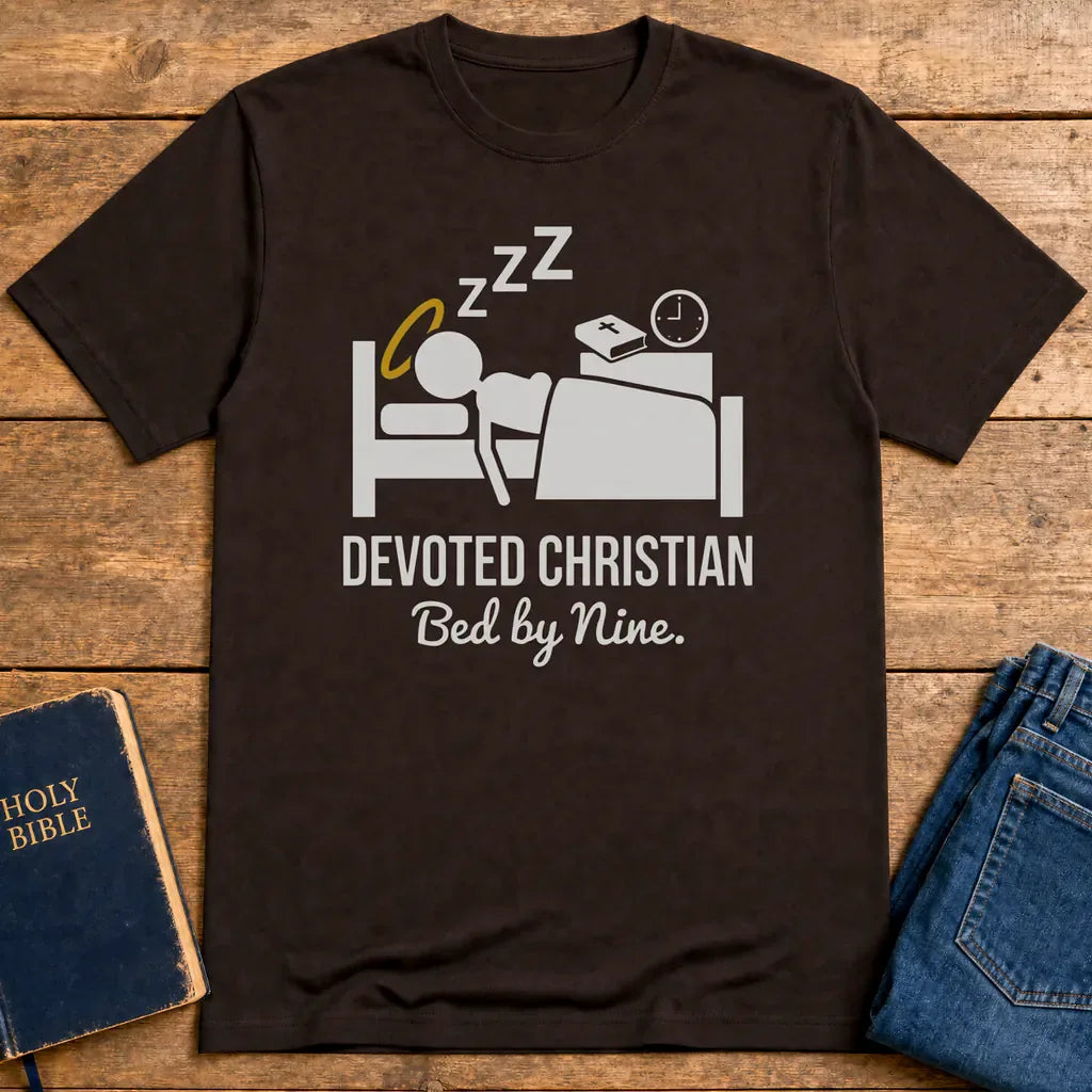 Devoted Christian Bed by Nine T-Shirt - Dark Chocolate