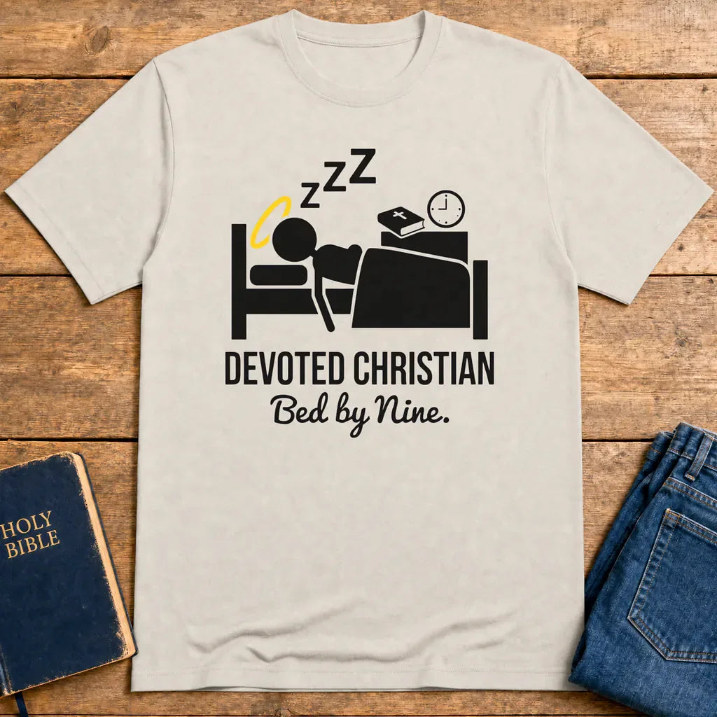 Devoted Christian Bed by Nine T-Shirt - Ice Grey