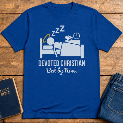 Devoted Christian Bed by Nine T-Shirt - Royal