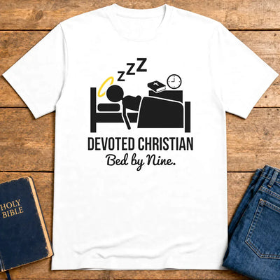 Devoted Christian Bed by Nine T-Shirt - White
