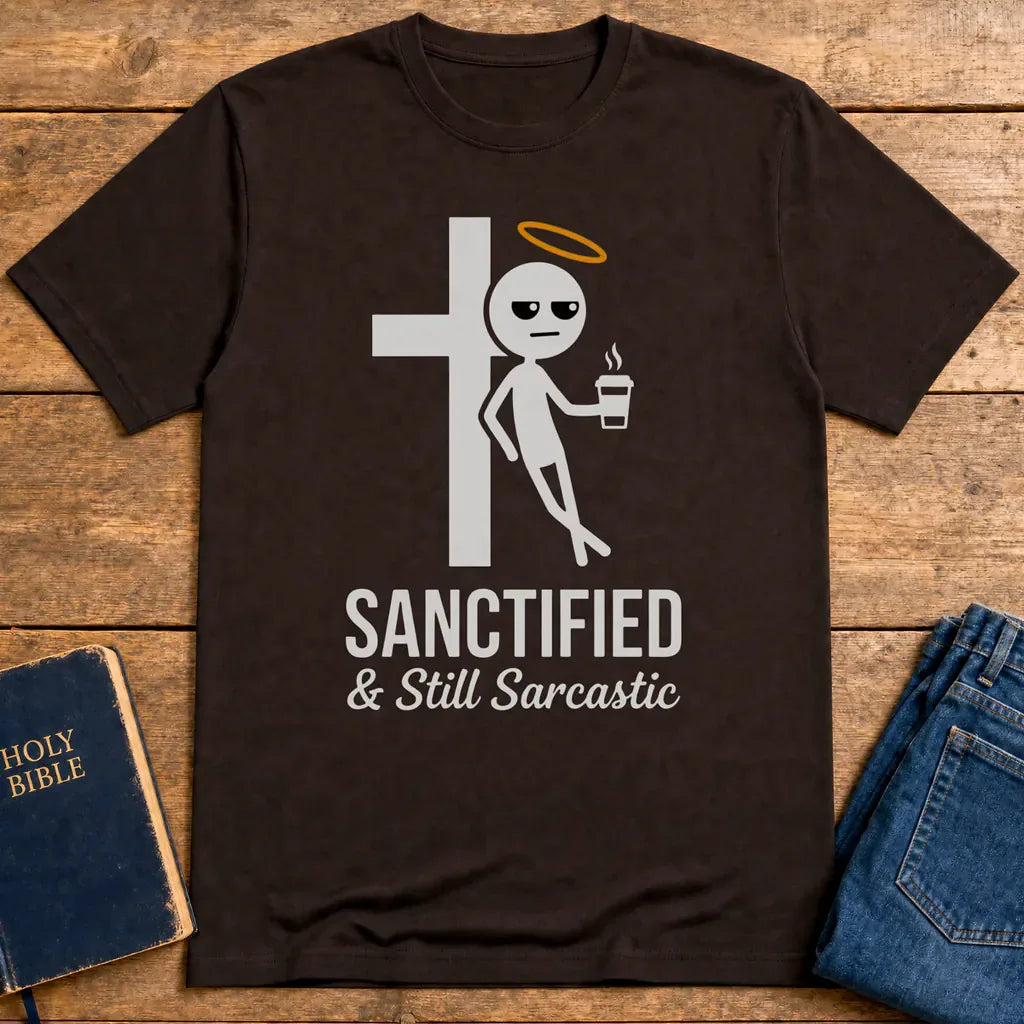 Sanctified & Still Sarcastic T-Shirt - Dark Chocolate