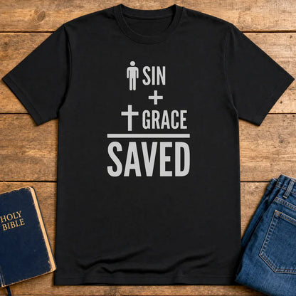 Sin + Grace = Saved T-Shirt - Black