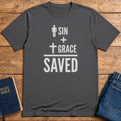 Sin + Grace = Saved T-Shirt - Charcoal