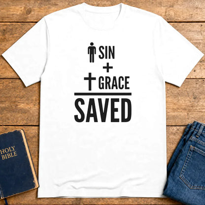 Sin + Grace = Saved T-Shirt - White