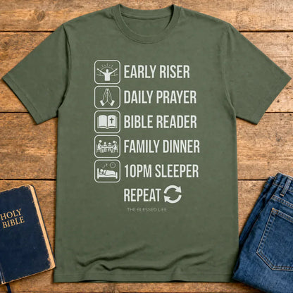 The Blessed Life Routine T-Shirt - Military Green