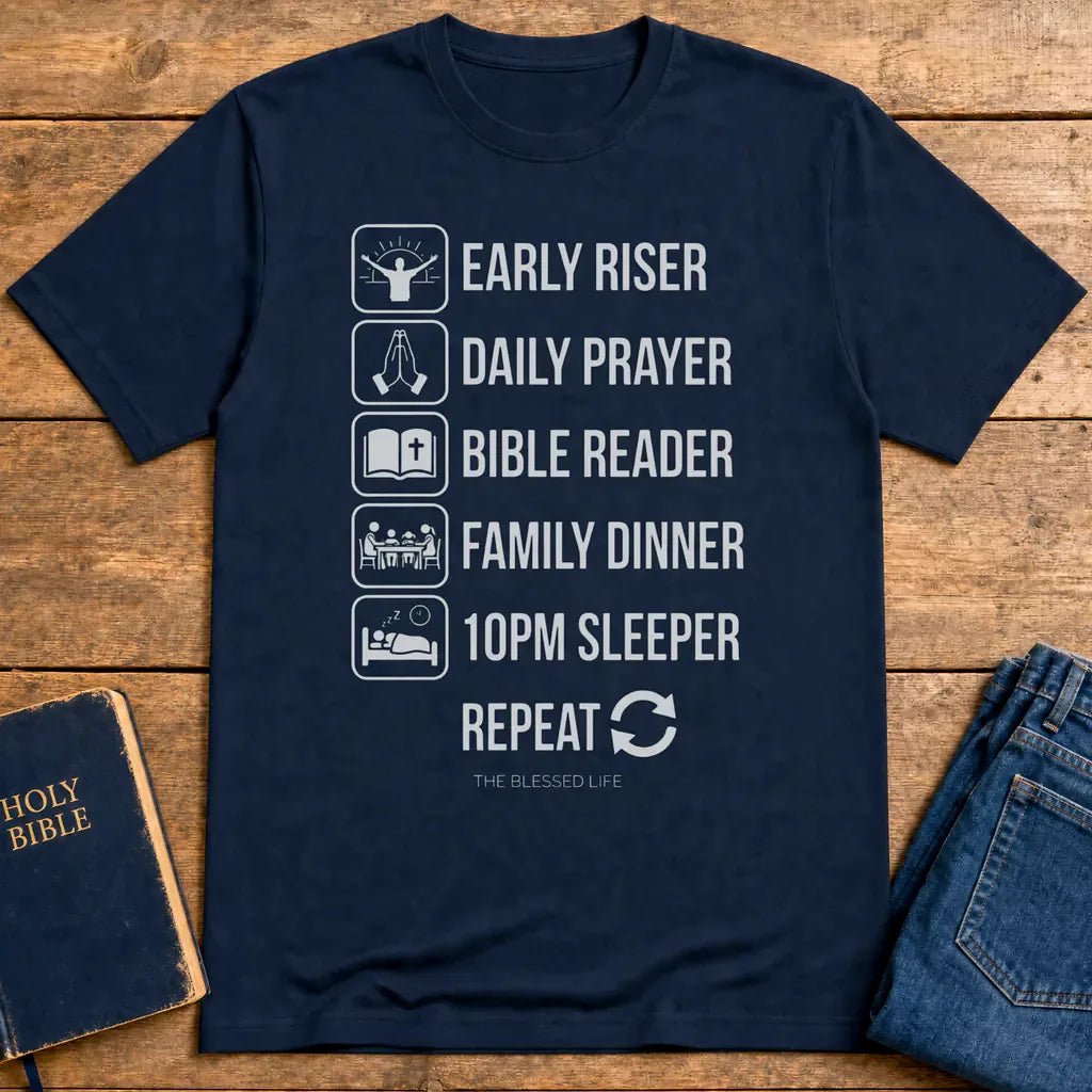 The Blessed Life Routine T-Shirt - Navy