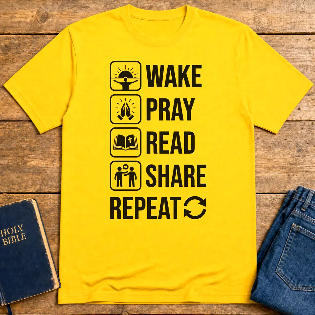 Wake Pray Read Share Repeat T-Shirt - Daisy