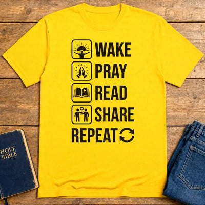 Wake Pray Read Share Repeat T-Shirt - Daisy