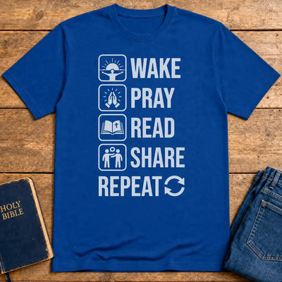Wake Pray Read Share Repeat T-Shirt - Royal