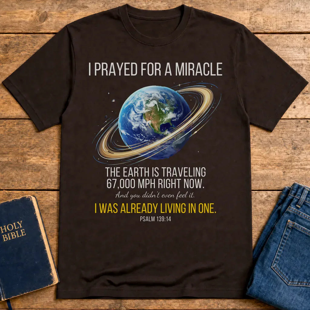 Living in a Ringed World T-Shirt - Dark Chocolate