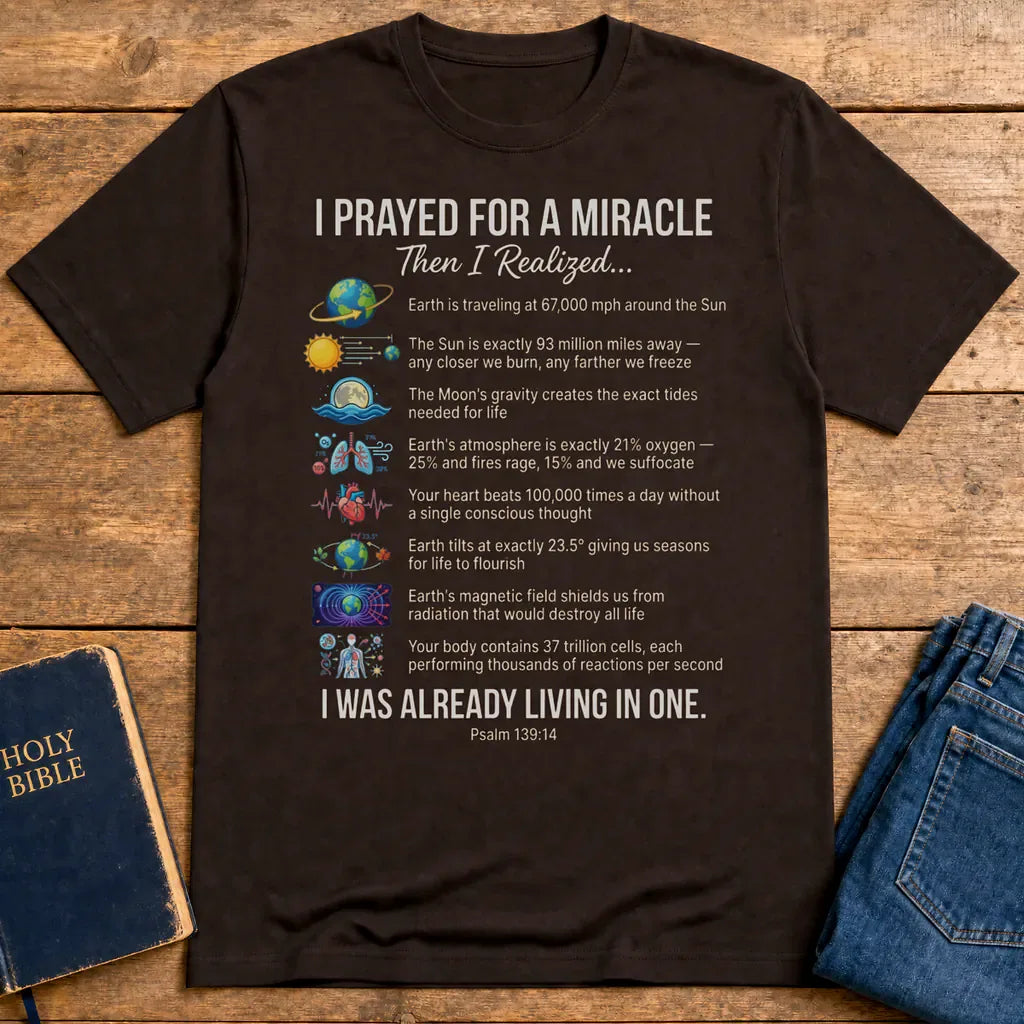 Already Living in a Miracle T-Shirt - Dark Chocolate