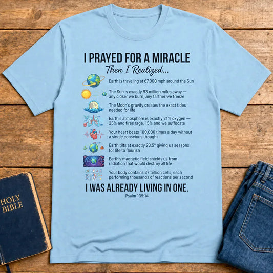 Already Living in a Miracle T-Shirt - Light Blue