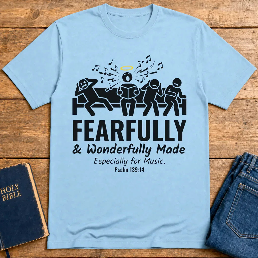Fearfully & Wonderfully Made Music T-Shirt - Light Blue