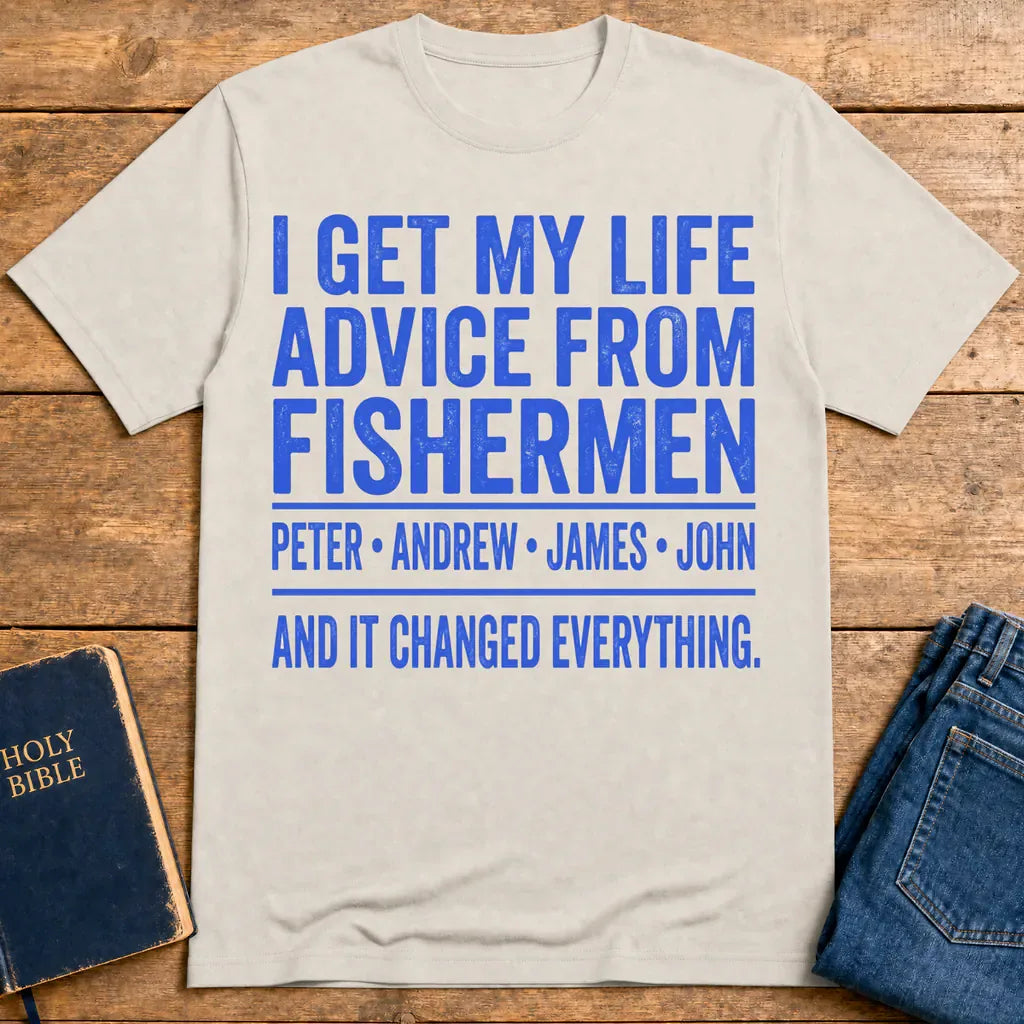 Life Advice from Fishermen T-Shirt - Ice Grey