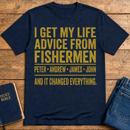 Life Advice from Fishermen T-Shirt - Navy
