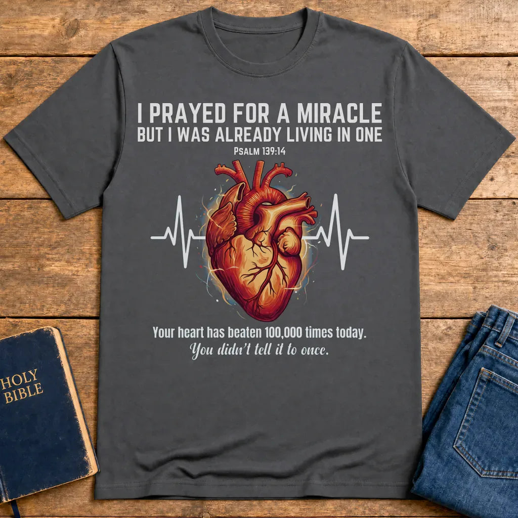 Grateful Heartbeat Reminder T-Shirt - Charcoal