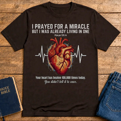 Grateful Heartbeat Reminder T-Shirt - Dark Chocolate