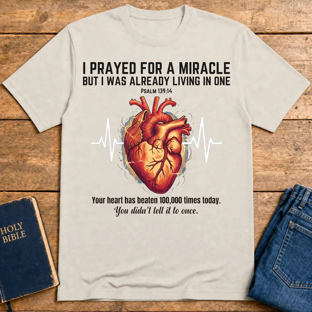 Grateful Heartbeat Reminder T-Shirt - Ice Grey