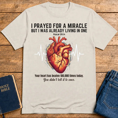 Grateful Heartbeat Reminder T-Shirt - Ice Grey