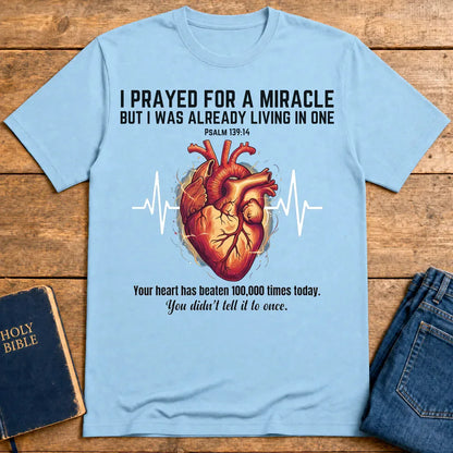 Grateful Heartbeat Reminder T-Shirt - Light Blue