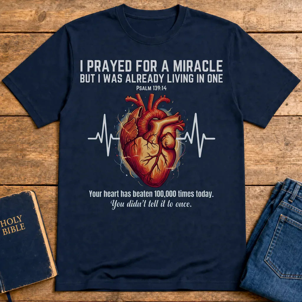 Grateful Heartbeat Reminder T-Shirt - Navy