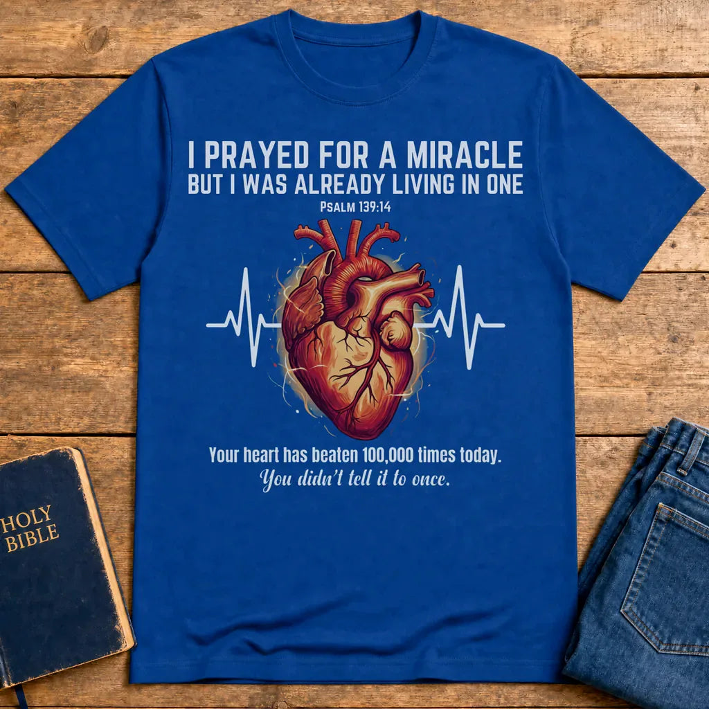 Grateful Heartbeat Reminder T-Shirt - Royal